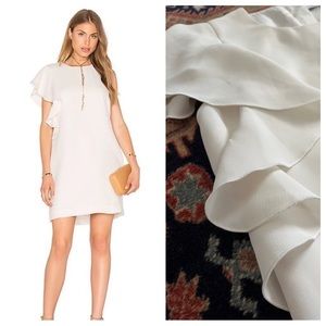 Elizabeth and James Luca Ruffle Sleeve Ivory Mini Dress gold zipper 4